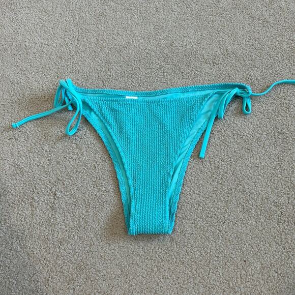 NWT Aerie Shimmery Crinkle Cheekiest Tie Bikini Bottom Blues Spark Swim Beach L - Picture 4 of 6